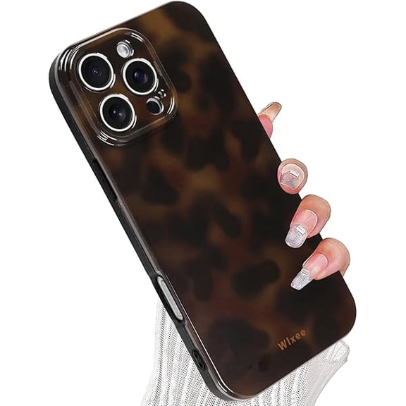 Phone Case for iPhone 16 Pro Max Cute Stylish Leopard Aesthetic Tortoise Amber Design Slim Shockproof Translucent Matte Brown Clear Case for iPhone 16 Pro Max, Deep Tortoise Print