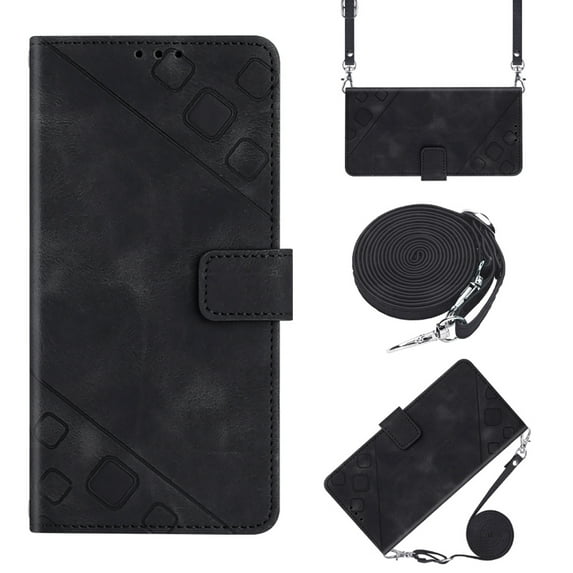 Phone Case for iPhone 16 Pro Wallet Case, Premium PU Leather Card Holder Wrist Strap + Shoulder Strap Magnetic Closure Stand Function Protection Flip Case Cover for iPhone 16 Pro, Black