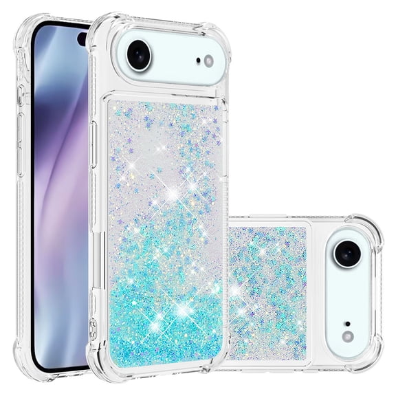 Phone Case for iPhone 17 Air Cover Sparkle Glitter Floating Liquid Quicksand Shockproof Soft Silicone TPU Bumper Protective Cover for iPhone 17 Air Case, S8