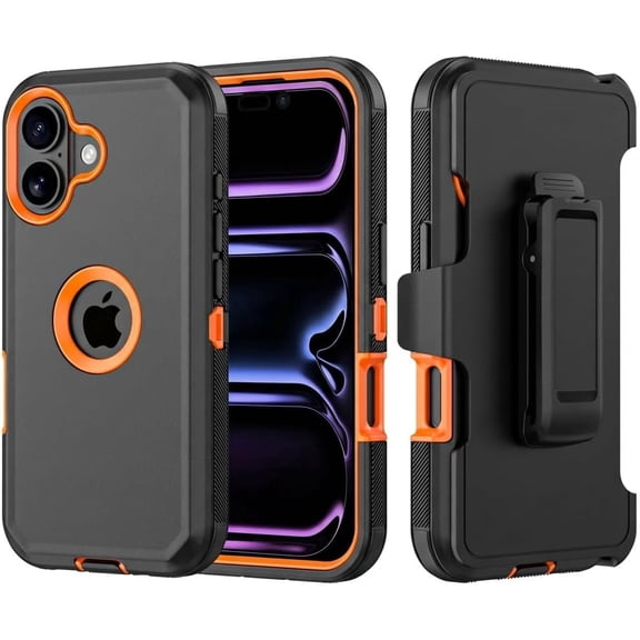 Phone Case for iPhone 17 Case,Heavy Duty Hard Shockproof Armor Protector Case Cover with Belt Clip Holster for Apple iPhone 17 5G 2025 Phone Case (Black)