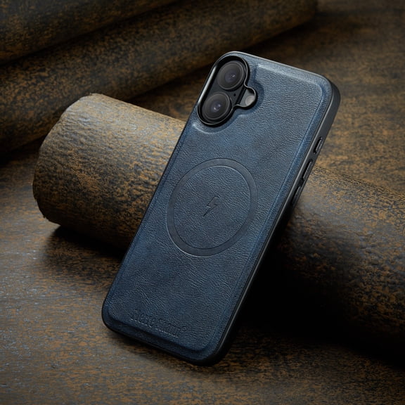 Phone Case for iPhone 17, Compatible with MagSafe, PU Leather Back Case, Vintage Protective Ultra Slim Shockproof Classic Durable Magnetic Phone Case for iPhone 17, Blue