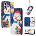 thumbnail image 1 of Phone Case for iPhone 17, Luxury Christmas Pattern Card Slots Cash Pocket Magnetic Clasp Full Body Protection Shockproof Kickstand Wallet Flip Case with Wrist Strap for iPhone 17, C, 1 of 8