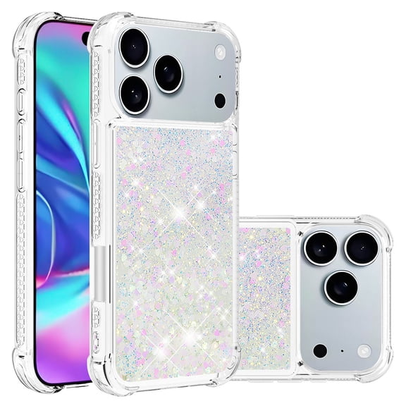 Phone Case for iPhone 17 Pro Max Cover Sparkle Glitter Floating Liquid Quicksand Shockproof Soft Silicone TPU Bumper Protective Cover for iPhone 17 Pro Max Case, S6
