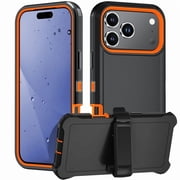 Hotpom Phone Case for iPhone 18 Pro Max/ 17 Pro Max, Silicone Heavy Duty 3-Layer Hybrid Drop Protection Protective Cover with Belt Clip, Orange