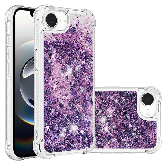 Phone Case for iPhone 17e / iPhone 16e / iPhone SE4 2025 Cover Sparkle Glitter Floating Liquid Quicksand Shockproof Soft Silicone TPU Bumper Protective Cover Case, S3