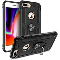 Phone Case for iPhone 6/6S Plus iPhone 7 Plus iPhone 8 Plus,Military Grade Protective Cases Cover with Ring Car Mount Kickstand for iPhone 6/7/8 Plus - Black