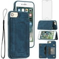 thumbnail image 1 of Phone Case for iPhone 7/8/SE 2020/2022 Wallet Cover with Screen Protector Card Holder Stand Magnetic Cell Accessories iPhone7 iPhone8 7s 8s i SE2020 SE2022 2/2nd/3/3rd Generation SE2 SE3 Women Blue, 1 of 7
