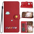 thumbnail image 1 of Phone Case for iPhone 7 / 8 / SE 2022 & 2020, Folding Faux Leather Cute Animal Pattern Wallet Flip Cover with Card Holder & Wrist Strap, Magnetic Closure Shockproof Kickstand Phone Case - Red, 1 of 8