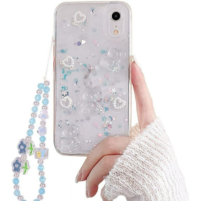 Phone Case for iPhone XR with Phone Charm Chain Strap Cute 3D Bear - Main Image