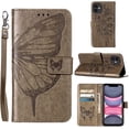 thumbnail image 1 of Phone Case for iPhone XR Wallet,Card Holder [Kickstand][Wrist Strap] Butterfly Floral Embossed for Women PU Leather Flip Protective Cover for iPhone XR Cases 2021 (Gray), 1 of 16