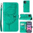 thumbnail image 1 of Phone Case for iPhone XR Wallet,Card Holder [Kickstand][Wrist Strap] Butterfly Floral Embossed for Women PU Leather Flip Protective Cover for iPhone XR Cases 2021 (Green), 1 of 8