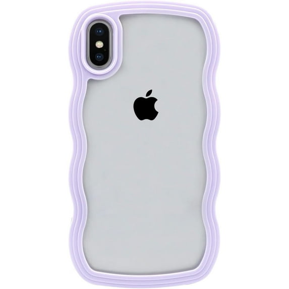 Phone Case for iPhone Xs Max, Cute Curly Wave Frame Shape Shockproof Soft iPhone Case for Women Girls, TPU Bumpers Back Phone Cover for iPhone Xs Max (6.5 inch), Purple
