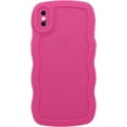 thumbnail image 1 of Phone Case for iPhone Xs Max, Solid Color Curly Wave Frame Soft TPU Bumpers Back Phone Cover for iPhone Xs Max (6.5 inch), Cute iPhone Case for Women Girls, Rose Red, 1 of 13