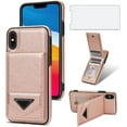 thumbnail image 1 of Phone Case for iPhone Xs Max Wallet Cover with Tempered Glass Screen Protector RFID Slim Credit Card Holder Slot Stand Cell i X XR Xsmax 10x SX Xmax 10xs 10s 10 Plus Xmaxs Women Men Rose Gold, 1 of 6