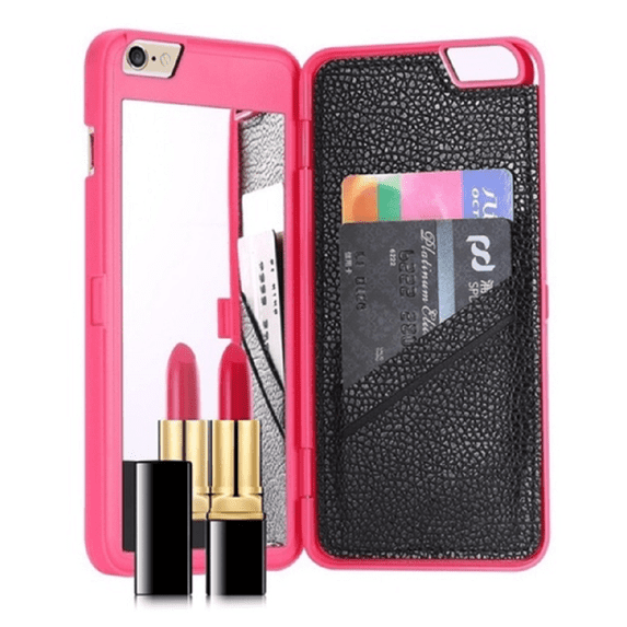 Phone Case w/Mirror, Card & Cash Holder-iPhone 6/6plus, 7/7plus 8/8plus X (Ten)