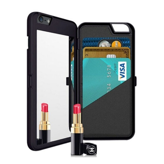 Phone Case w/Mirror, Card & Cash Holder-iPhone 6/6plus, 7/7plus 8/8plus X (Ten)