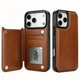 thumbnail image 1 of Phone Case with Card Holder, PU Leather Kickstand Wallet Case for iPhone 12 13 14 15 16 17 Pro Max Plus Air, 1 of 9