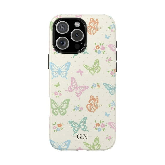 Phone Cases Cover,Spring Flutter Tough Phone Case – Dual-Layer Pastel Butterfly Design for iPhone 16 Pro Max, 16 Plus, 15, 14, 13, 12, 11, X, Samsung Galaxy S25, S24, S23, S22