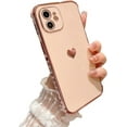 thumbnail image 1 of Phone Cases for iPhone 11 6.1" Cute Cases Plating Love Heart Side Print Design Luxury Screen Camera Protection Anti-Fall Shockproof Soft TPU Bumper Electroplated Silicone Cover, 1 of 12
