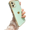 thumbnail image 1 of Phone Cases for iPhone 11 6.1" Cute Cases Plating Love Heart Side Print Design Luxury Screen Camera Protection Anti-Fall Shockproof Soft TPU Bumper Electroplated Silicone Cover, 1 of 11