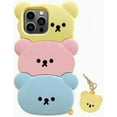 thumbnail image 1 of Phone Cases for iPhone 12 for Women Girls, 3D Silicone Retro Classic Creative Soft Rubber Bumper Cover Cool Fun Thick Protective Case Apply to iPhone 12 (Three Bears), 1 of 13