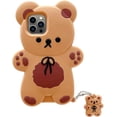 thumbnail image 1 of Phone Cases for iPhone 13 Pro Max for Women Girls, 3D Silicone Retro Classic Creative Soft Rubber Bumper Cover Cool Fun Thick Protective Case Apply to iPhone 13 Pro Max (Bowknot Bear), 1 of 13