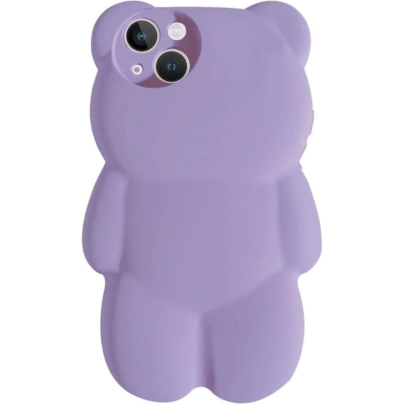 Phone Cases for iPhone 14 Pro Max for Women Girls, 3D Silicone Retro Classic Creative Soft Rubber Bumper Cover Cool Fun Thick Protective Case for iPhone 14 Pro Max (Bear Purple)