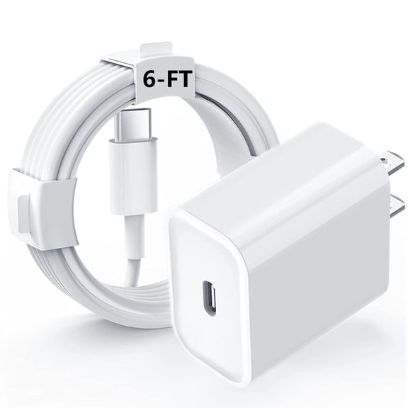 Phone Charger 6Ft Charging Cable and 20W PD USB-C Wall Charger Power Adapter Plug Block Compatible with iPhone 14/13/12/11/SE/XS/XR/8 series
