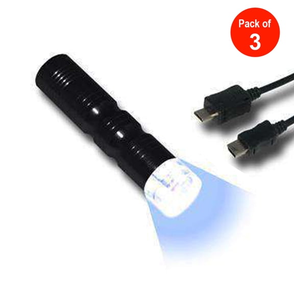 Phone Charger, Battery Powered Phone Charger with LED Flashlight for Samsung Galaxy S7,Samsung Galaxy S6,Samsung Galaxy S6 edge,Micro and Mini USB Supportable Devices - Black - Pack of 3