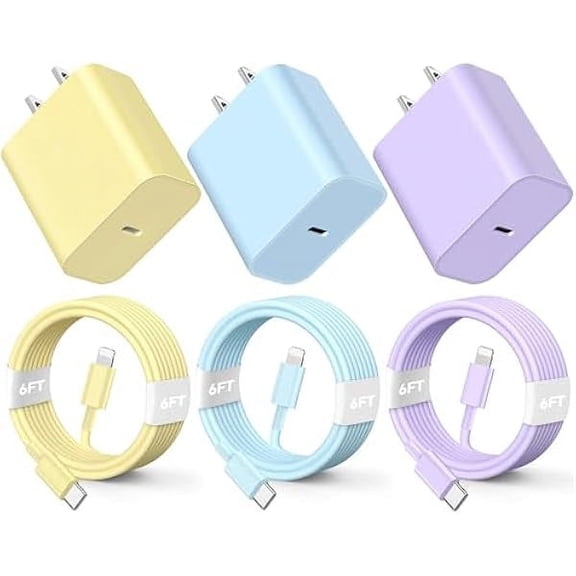for Phone Charger Fast Charging, [3Pack 6FT] 20W PD USB C Wall Charger Block with Type C to ightning Cable Compatible with iPhone 14/13/12 Pro Max/11/XS/XR/X/8/Plus