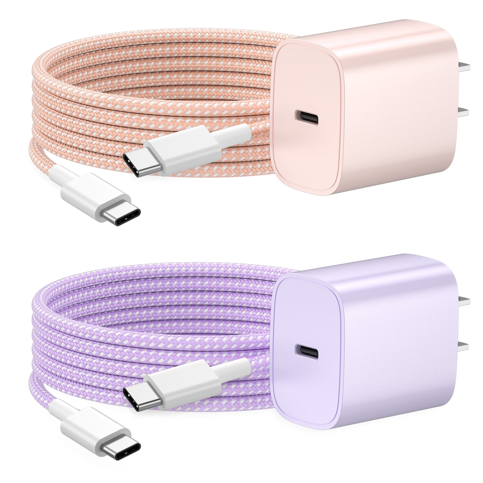 Phone Charger Fast Charging Type C Charger USB C Charger Block 2Pack 6FT Charging Cable for Phone Fast Charger Compatible with i-Phone 16/16 Plus/16 Pro/16 Pro Max/i-Phone 15/15 Pro Max/iPad and More