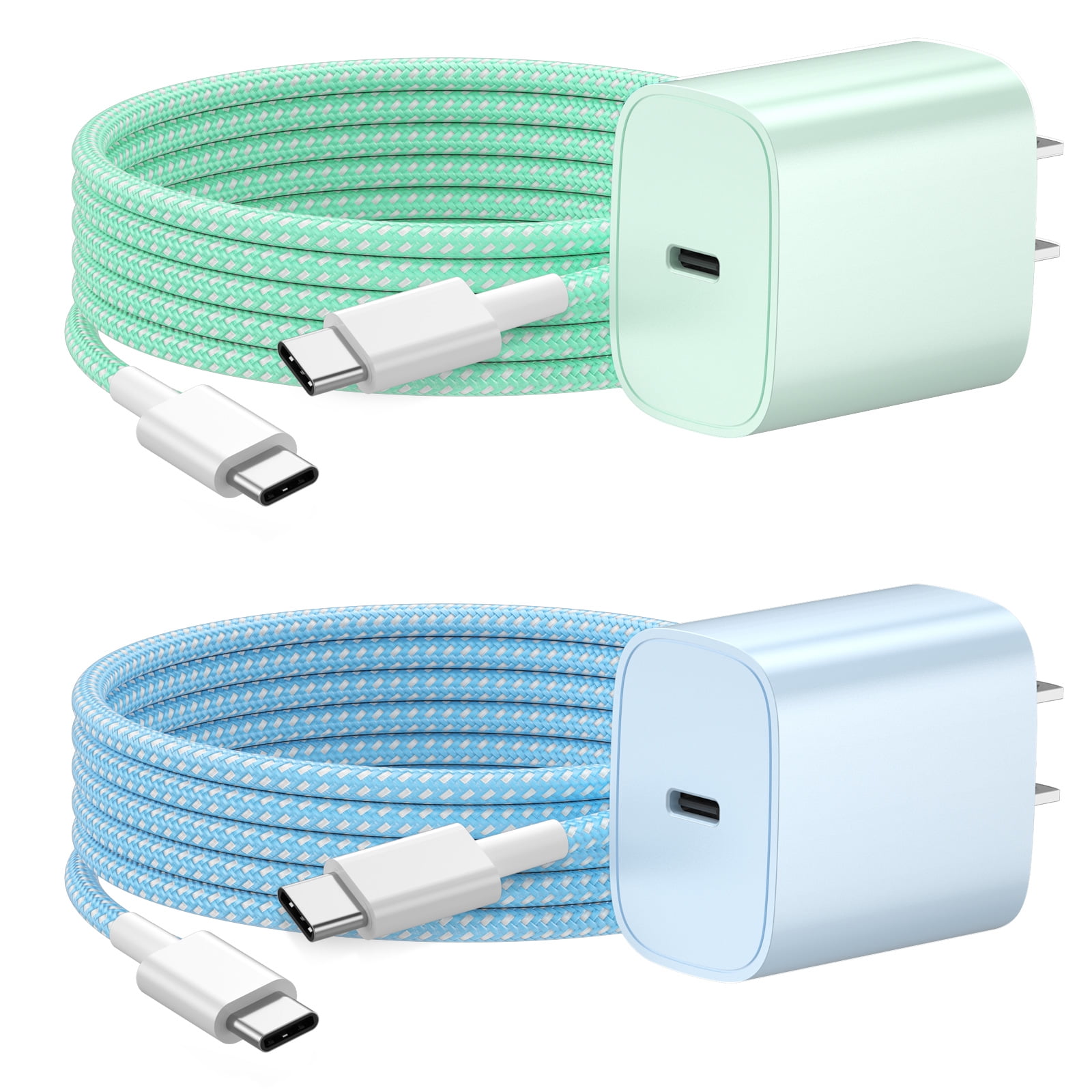 Phone Charger Fast Charging Type C Charger USB C Charger Block 2Pack 6FT Charging Cable for Phone Fast Charger Compatible with i-Phone 16/16 Plus/16 Pro/16 Pro Max/i-Phone 15/15 Pro Max/iPad and More