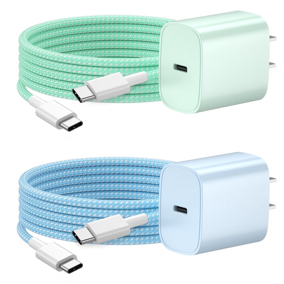 Phone Charger Fast Charging Type C Charger USB C Charger Block 2Pack 6FT Charging Cable for Phone Fast Charger Compatible with i-Phone 16/16 Plus/16 Pro/16 Pro Max/i-Phone 15/15 Pro Max/iPad and More