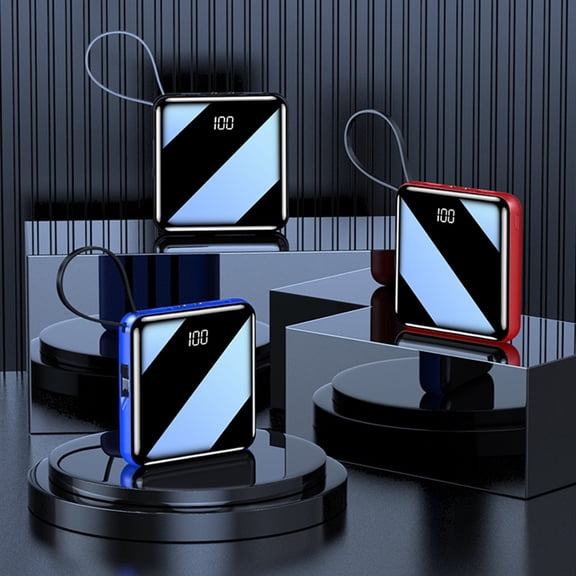 Phone Charger with Built-in Cables, 20000mAh Power Bank, LED Display Slim Portable Charger