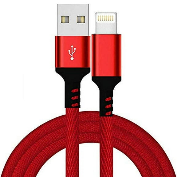 Phone Chargers 10FT Epacks Fast Charger Nylon Braided USB Power Cable, Charge & Sync Cord Compatible with XR XS MAX X 8 8Plus 7 7 Plus 6S Plus 6 Plus SE - Red