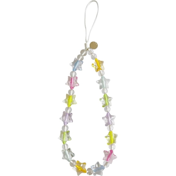 Phone Charm Beaded Wristlet Strap Universal Cell Phone Lanyard Cute Bracelet Wrist Strap Beaded Chain String Handmade Accessories for Case Camera Bags (Dream Star)