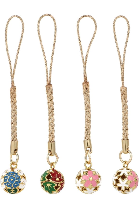 Phone Charm Pendant - 4 Pcs Cute Japanese Bell Phone Pendant Charms Cell Strap Blossom Cell Charms Keychain Decor Christmas Bell (Random Style)