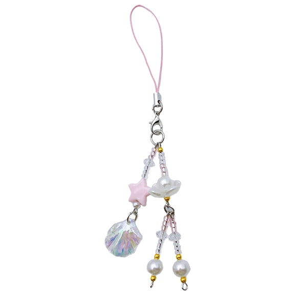 YEAHIBABY Beaded Phone Charm Glass White 1Pcs 5.9x1.2x0.4In