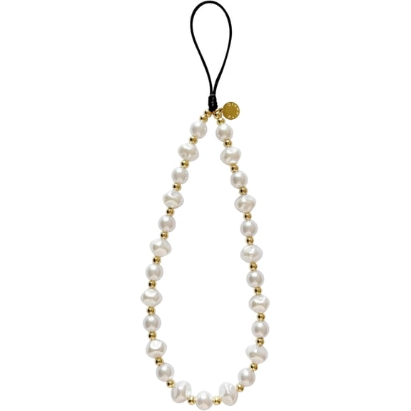 Phone Charm Strap Cute Wrist Straps Cell String Y2K Aesthetic Lanyard Wristlet Chain for Case Camera AirPods Bags Keychains (Classic Pearl)