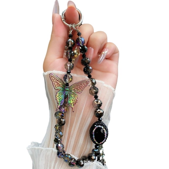Phone Charm Wrist Strap, Beaded Phone Chain Wristlet Cute Cellphone Charms Lanyard with Tether Tab Keychain