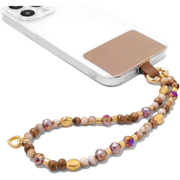 Phone Charm with Metal Chain Phone Grip Strap Detachable Lanyard Hands-Free Wrist Strap Chain for Women