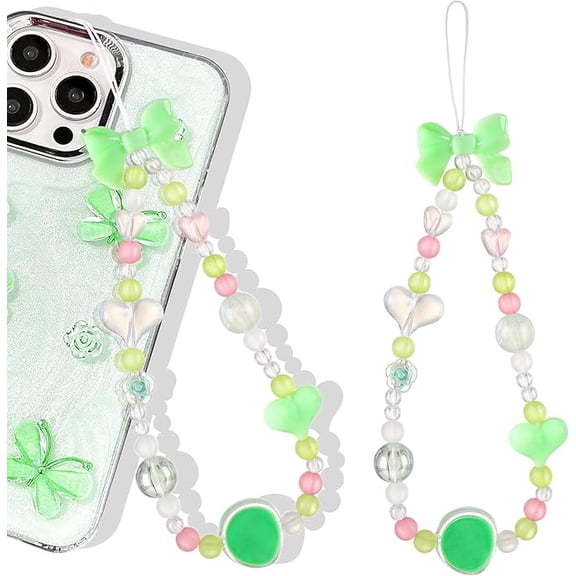 Phone Charms Strap Bow Heart Beads Charm Strap Universal Lanyard Chain String for Phone Case