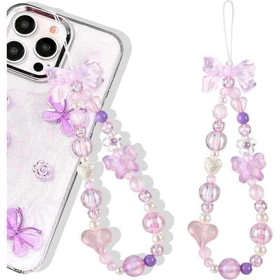 Phone Charms Strap-Pink Bow Strawberry Cherry Charm Strap Universal Lanyard Chain String for Phone Case