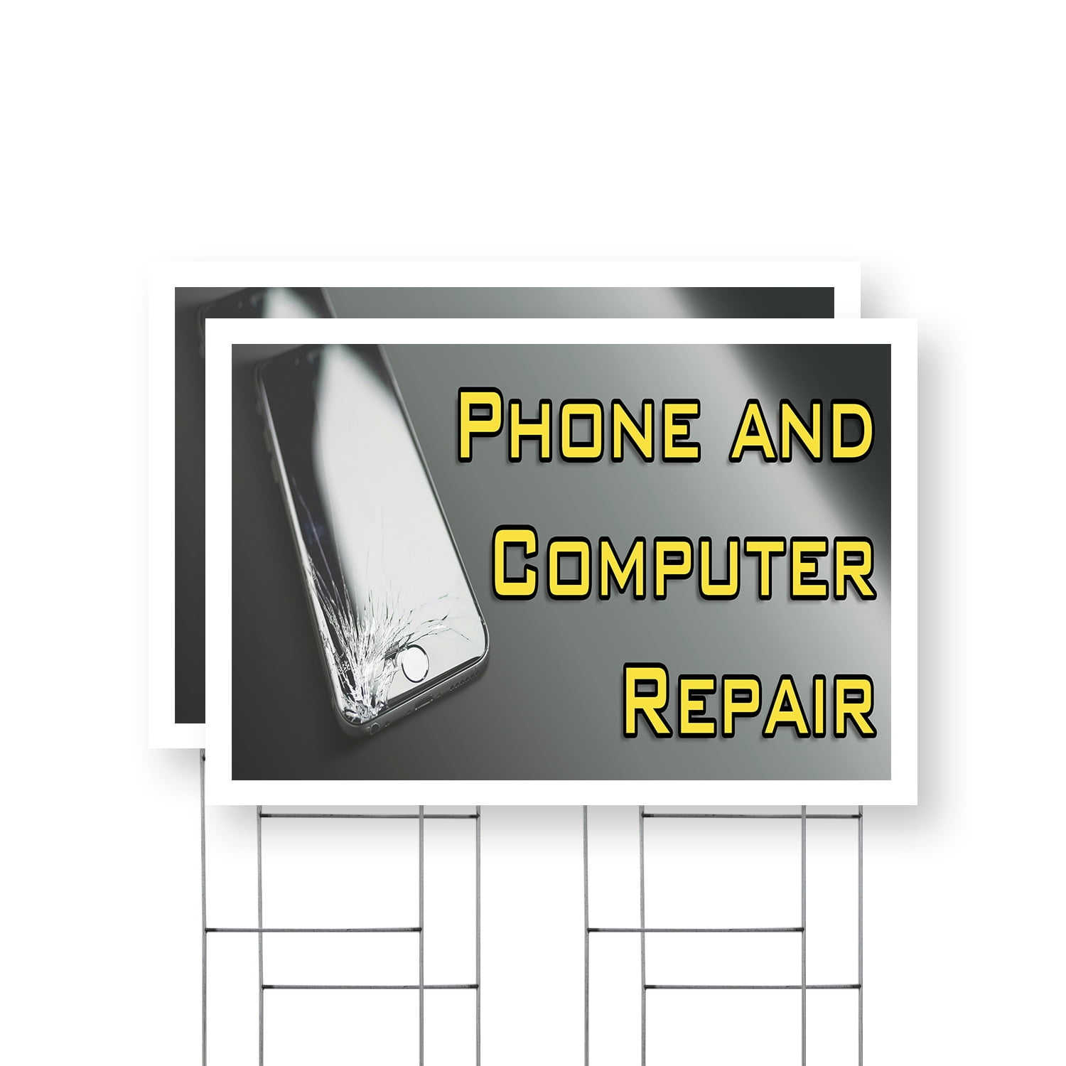 Phone and Computer Repair Yard Sign 2 Pack of 24 Inch x 36 Inch Double ...