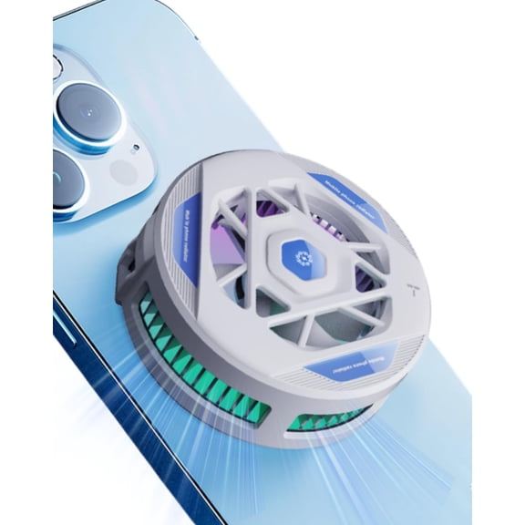 Phone Cooling Fan, Magnetic Radiator with RGB Lights, for Mobile Games and Live Streaming, Universal Compatibility Android/iPhone/iPad, Large-Area Conduction (Cooler 1 White)