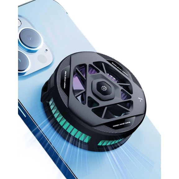 Phone Cooling Fan, Magnetic Radiator with RGB Lights, for Mobile Games and Live Streaming, Universal Compatibility Android/iPhone/iPad, Large-Area Conduction (Cooler 1 Black)