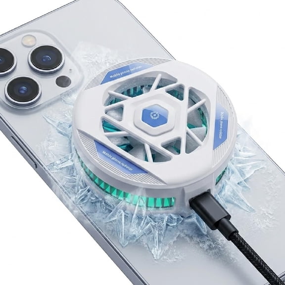 Phone Cooling Fan, Magnetic Radiator with RGB Lights, for Mobile Games and Live Streaming, Universal Compatibility for Android/iPhone/iPad, Large-Area Conduction Cooling (Cooler 1 White)