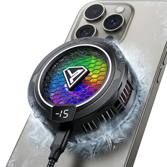 Phone Cooling Fan, Magnetic Radiator with RGB Lights,for Mobile Games and Live Streaming, Universal Compatibility for Android/iPhone/iPad, Large-Area Conduction Cooling (Cooler 2 Black)
