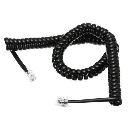 Uxcell Phone Cord for Landline 10ft Uncoiled/1.7ft Coiled RJ9 4P4C Telephone Handset Cord No Tangle Coiled Phone Cable Black