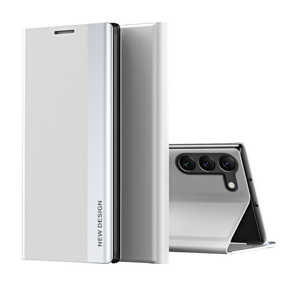 Phone Cover Compatible with Samsung Galaxy A05s Magnetic Plating Leather Flip Case + PC Smart Full Body Protective Shell Stand Holder Cover Compatible with Samsung Galaxy A05s,White